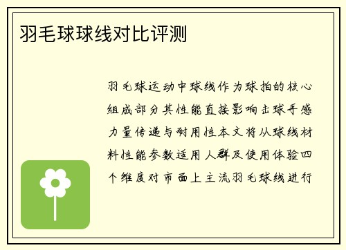 羽毛球球线对比评测